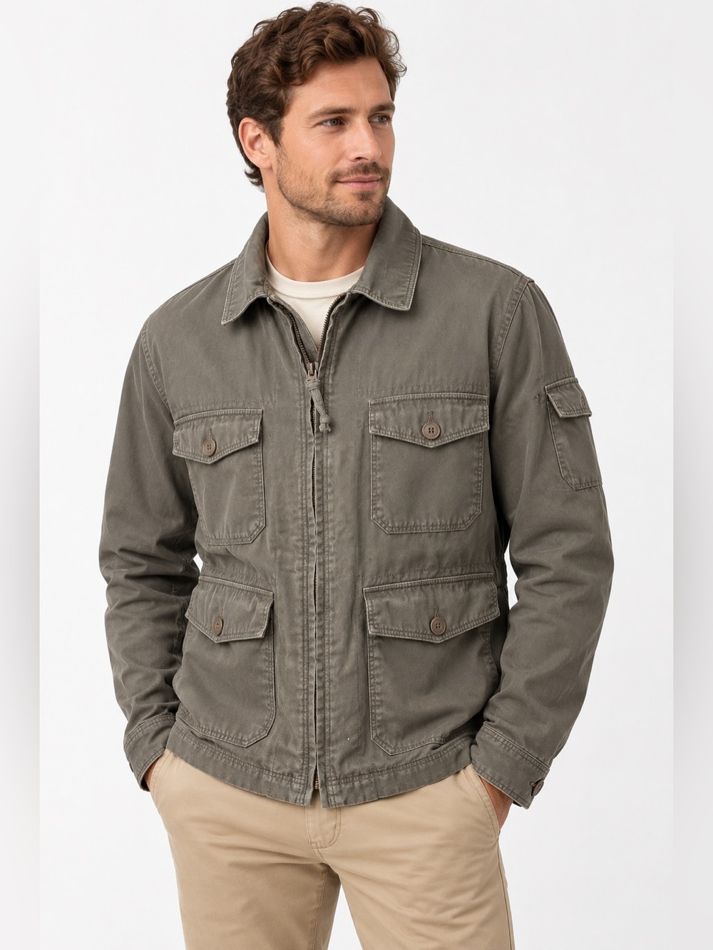 J.Crew Men’s Broken-In Military Field Jacket Olive Gray Utility M 12253